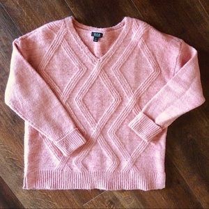 a.n.a. Cable V Neck Sweater Pink M